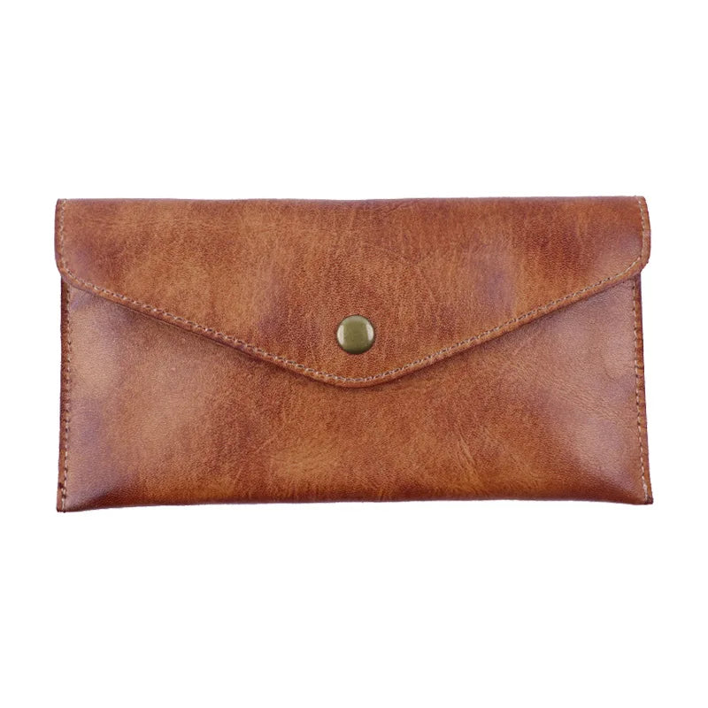 Genuine Leather Men Handmade Wallet High Quality Retro Handbag Simple Phone Pocket Card Bag Big Capacity Male Purses