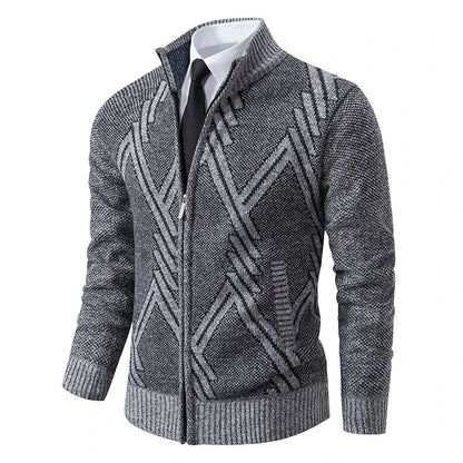 Spring Autumn Knit Cardigan Men Sweater Coat Man Clothes Brown Grey Brand Male Knitting Jackets