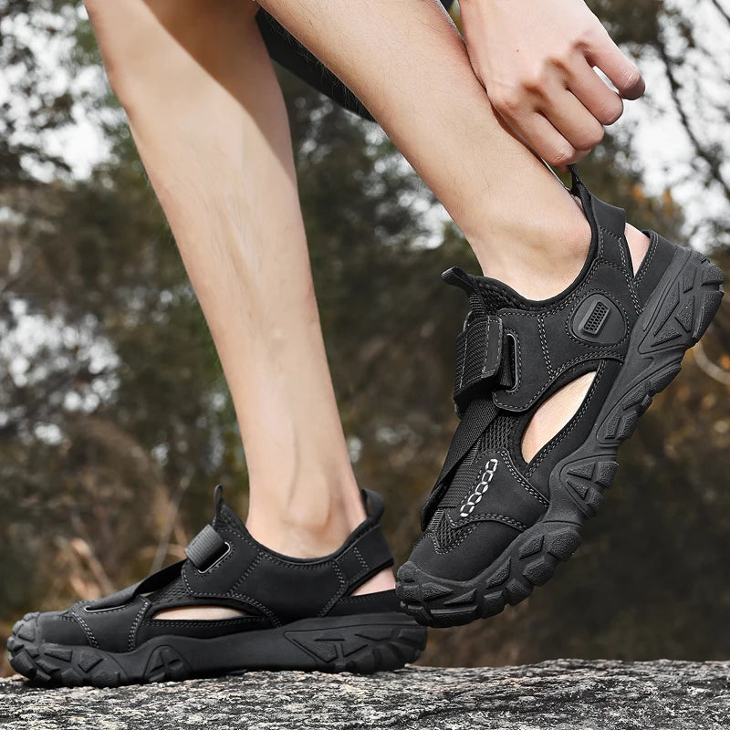 Comfort Men Mesh Sandals Lightweight Summer Shoes Outdoor Quick-Dry Wading Aqua Shoes Non-Slip Travel Beach Flats  Daily Sandals