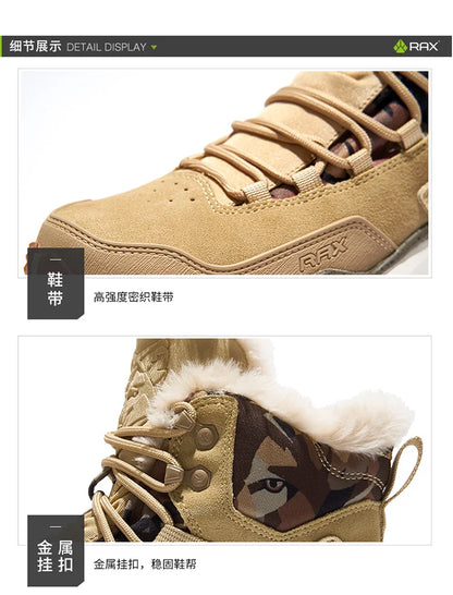 RAX Men Hiking Shoes Mid-top Waterproof Outdoor Sneaker Men Leather Trekking Boots Trail Camping Climbing Hunting Sneakers Women