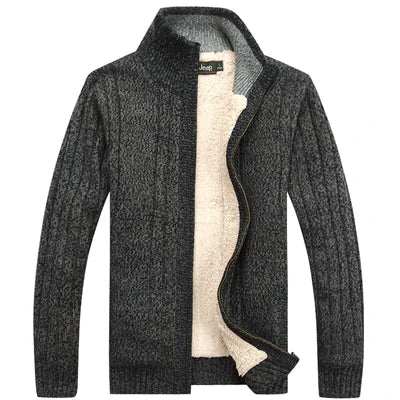 Men's Winter  Sweater Male Clothes Thick Fleece Casual Cardigan Knitted Sweater for Men Coat Warm 2021