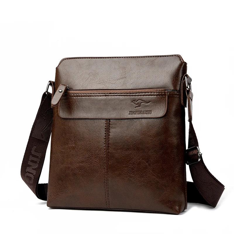 Men's Business Casual Backpack, Single-Shoulder Crossbody Pu Leather Briefcase, Multi-Compartment Large Capacity