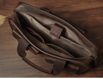 NUKA Retro Natural Cowhide Handbag Men's Real Leather Executive Briefcase Luxury Business Shoulder Bag Daily File Messenger Bags