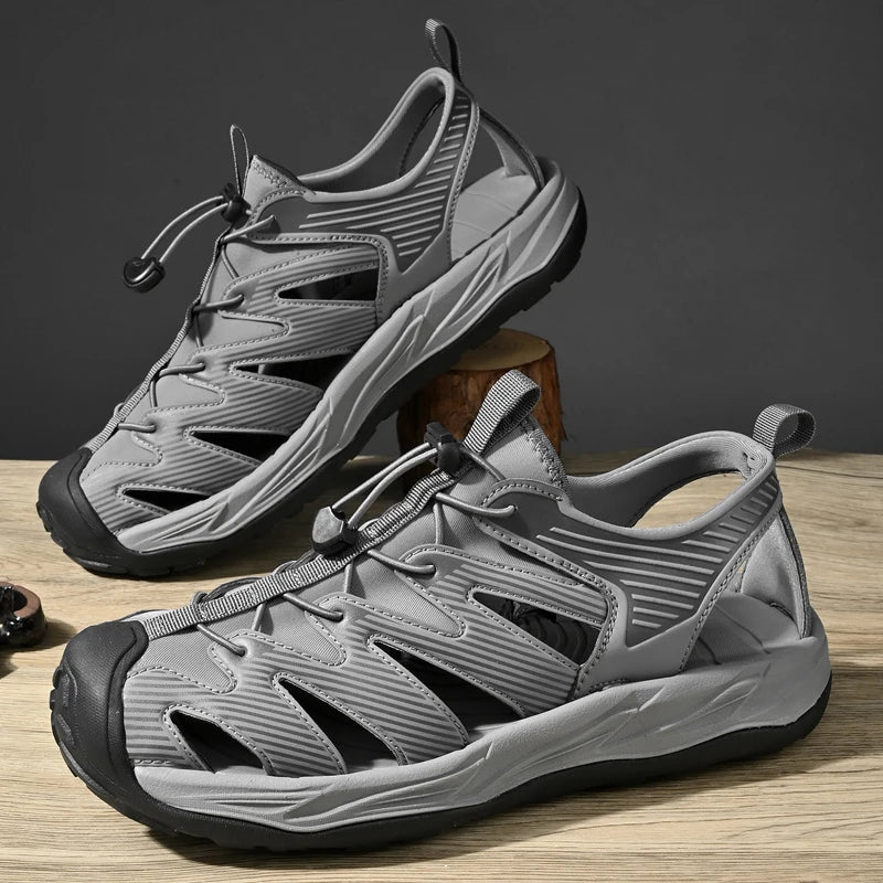 Water-wading quick-drying Baotou Sandals for men 2026 new summer soft soles wearing lightweight non-slip beach shoes for men 46