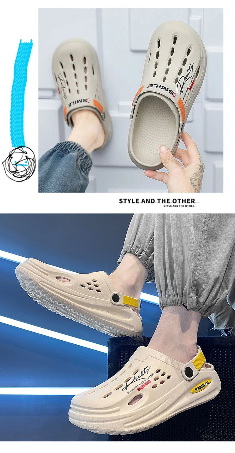 Classic Summer Clogs Men Slippers Breathable Garden Shoes Outdoor Comforty Beach Slippers Home Slippers Antiskid Slippers