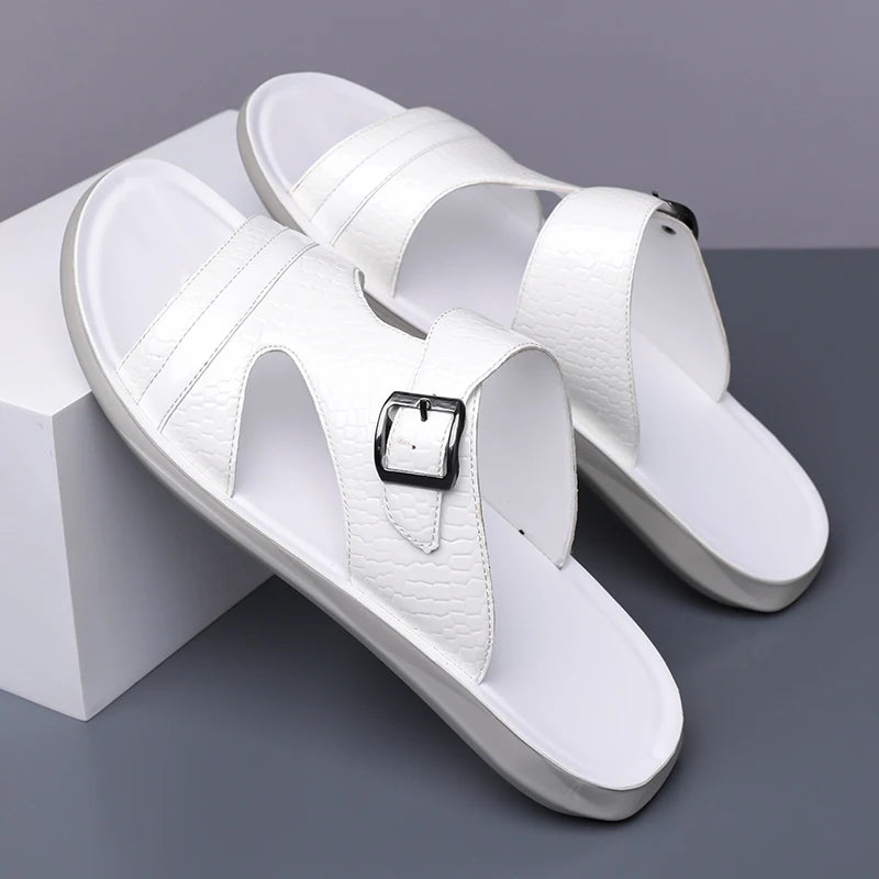 Plus Size 38-48 Hot-selling Men Slippers Sole Open Toe Beach Slides All-match Man Flip Flops Versatile Half Flats Sandals Slides