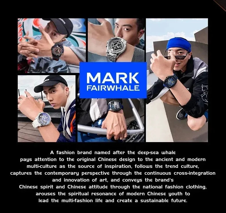 Mark Fairwhale Casual Leather Strap Relógios Masculino Quartz Fashion Wristwatch Waterproof Fashion Watches for Man Reloj Hombre