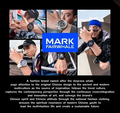 Mark Fairwhale Casual Leather Strap Relógios Masculino Quartz Fashion Wristwatch Waterproof Fashion Watches for Man Reloj Hombre
