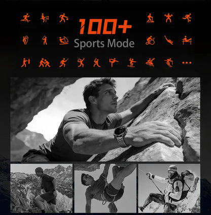 Newly Durable 1400mAh Large Battery Smart Watch Men 1.7" HD Screen IP68K Waterproof LED Flashlight Sports BT Call Smart Bracelet
