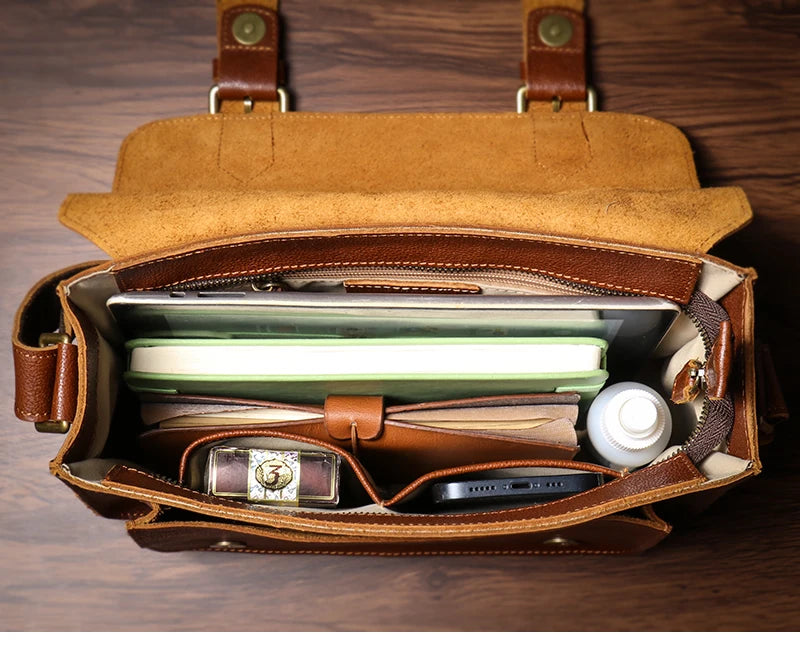NUKA High Quality Top-Grain Cowhide Crossbody Bag Retro Unisex Messenger Bag Luxury Shoulder Bag Genuine Leather Cambridge Bags