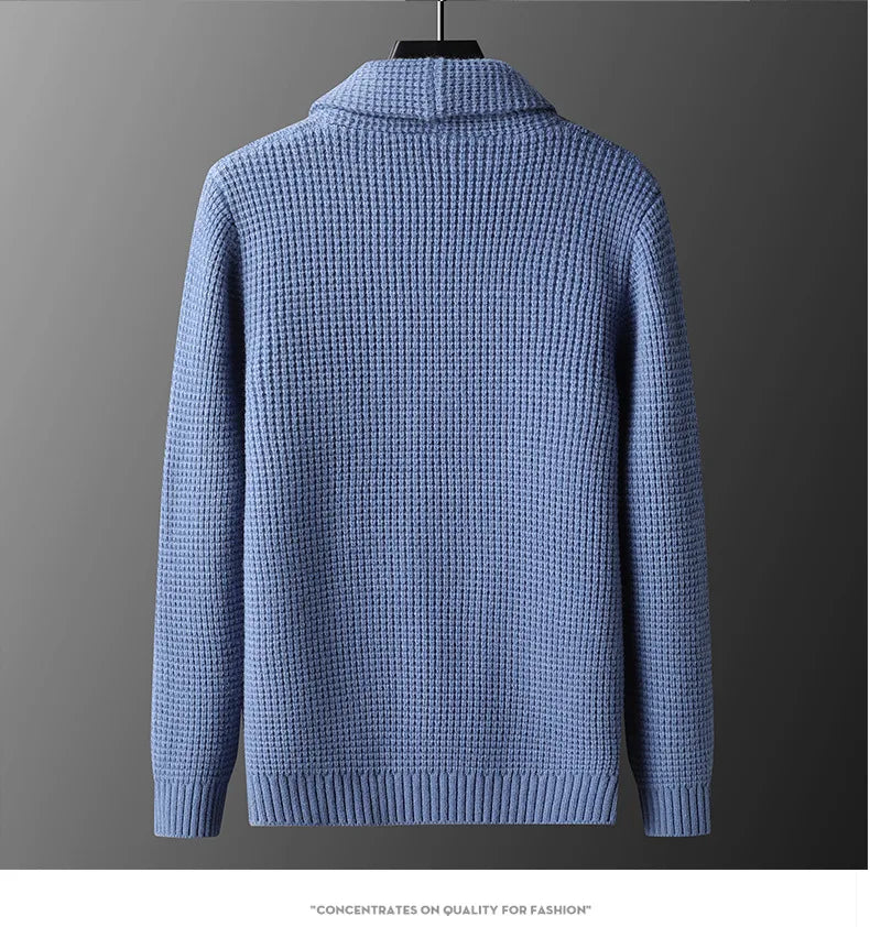Men's Casual Knitted Open Cardigan Pockets Sweater Loose Korean Style V-Neck Autumn Fashion Light Maturity Spring Fall Outerwear