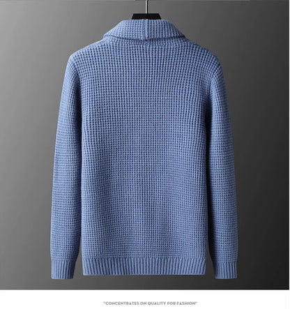 Men's Casual Knitted Open Cardigan Pockets Sweater Loose Korean Style V-Neck Autumn Fashion Light Maturity Spring Fall Outerwear