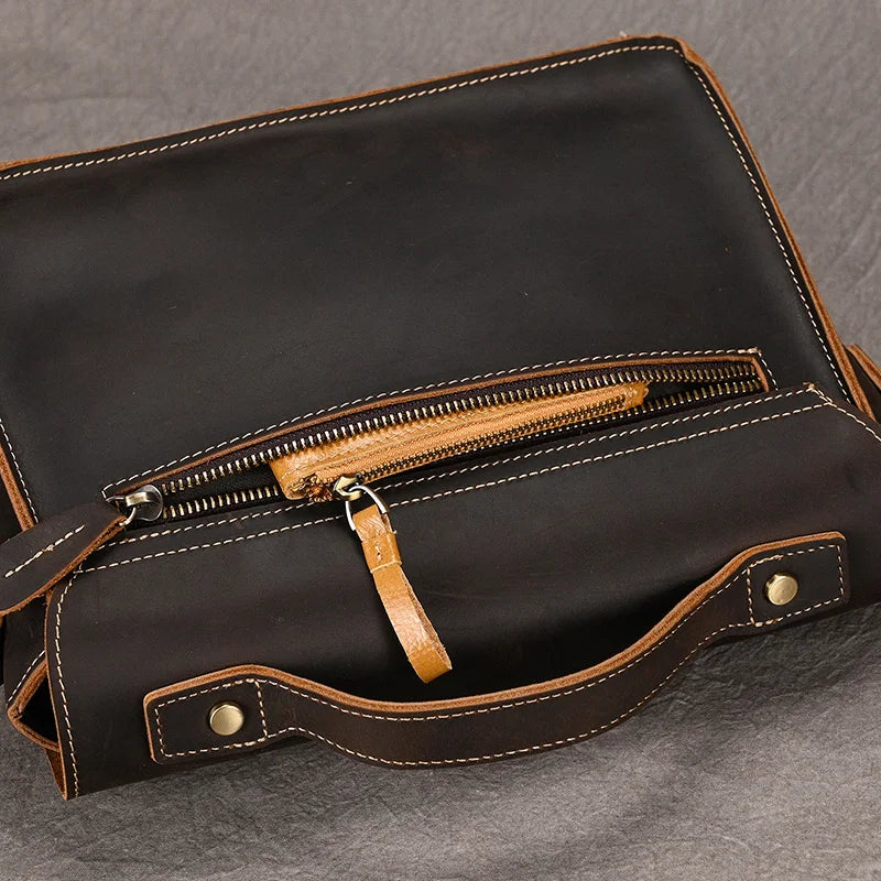 Luufan Crazy Horse Leather Men's Shoulder Bag Vintage Messenger Bags Men Male Small Travel Crossbody Bags Man Handbag Sling Bag