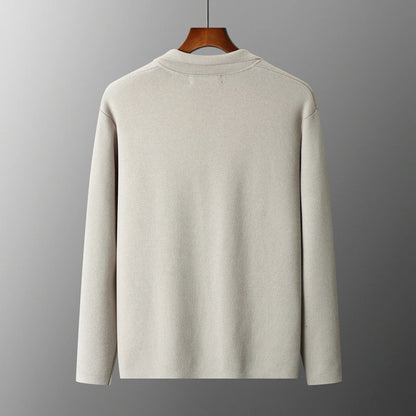 100% Pure Wool Cardigan Men's Spring And Autumn High-End Outerwear Sweater Casual Small Suit Jacket Olive Collar Sweater
