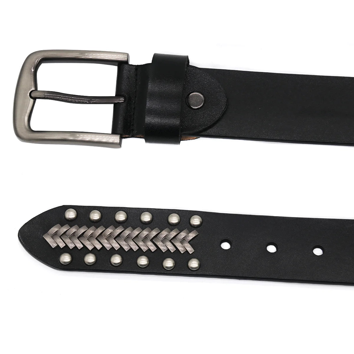 Men Belt Punk Rivet Jeans Belts For WOMEN  NEW Metal Rivet Cowboy Belt Genuine Leather Cowskin