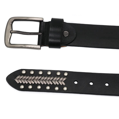 Men Belt Punk Rivet Jeans Belts For WOMEN  NEW Metal Rivet Cowboy Belt Genuine Leather Cowskin