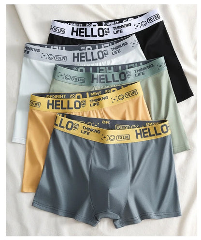 Men's Mid-Waist Thin Briefs Breathable Comfortable Large Size Sports Boxer Shorts Youth Flat Briefs Underwear Polyester Fiber