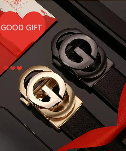 Genuine Leather Belt Metal Alloy Automatic Buckle Brand Luxury Design Waist Belts for Men Strap Male Men belts