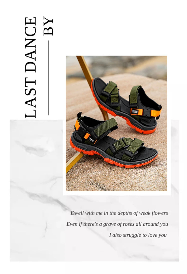 Men's Outdoor Sandals with Velcro Strap Male Summer Fashion Antiskid Sport Sandals Beach Casual Sandals for Men