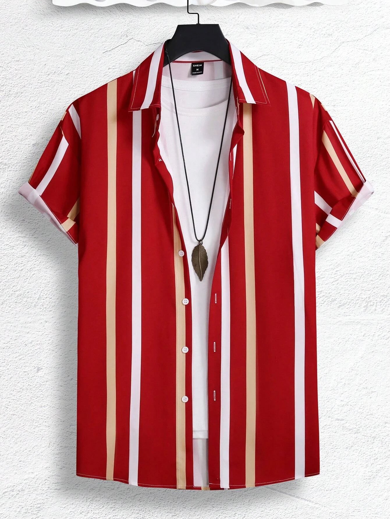 Summer Men's Colorful Stripes3DPattern Printed Street Fashion Casual Short-Sleeved Shirt - OutdoorQuick-Drying Short-SleeveShirt
