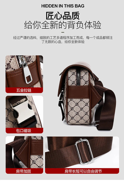 2026 New Design Shoulder Bag Men Crossbody Bag Fashion Business PU Leather Chest Bag Male Mobile Phone Bag Purses Handbags
