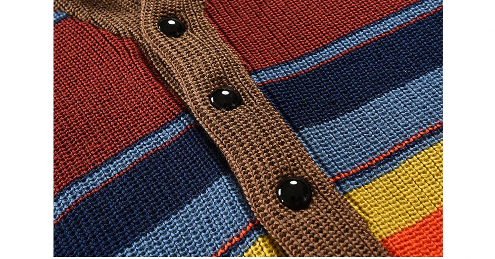 Winter Men's Rainbow Sweaters Cardigan Fashion Man Warm Knitted Sweaters Coats Man Lapel Windbreaker Knitted Jackets Clothing