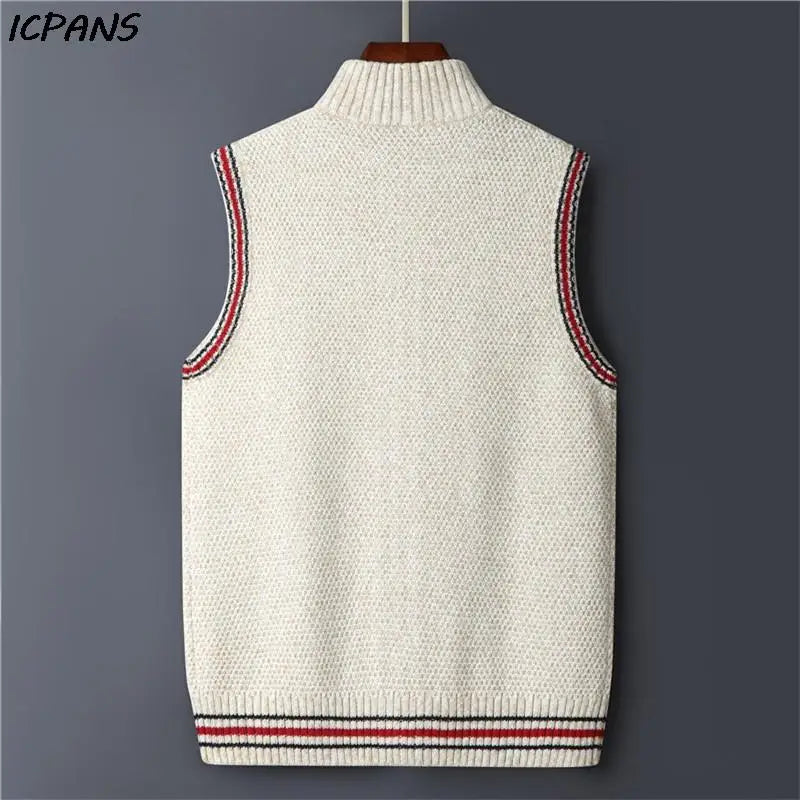 Cardigan Knitted Vest jacket Sweater Men Korea Clothing Casual Sleeveless Jackets Male Pullover Kint Wear Outwear Autumn