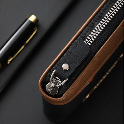 Men Retro Short Wallet Three Fold Splicing Color Design Multifunctional Business Wallet with Hidden Pocket for Daily Casual Use