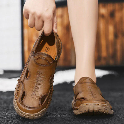 Hot-selling Summer Men's Sandals New Leather Roman Sandals Slippers Outdoor Beach Shoes Male Flip Flops Water Trekking Sandals
