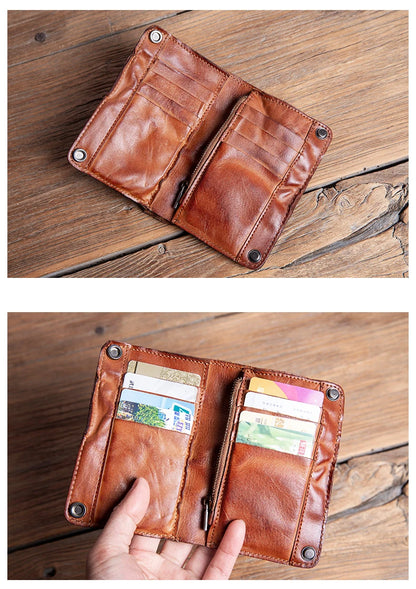 GURO High Quality Men Genuine Leather Wallet Vintage Bifold Money Clip Credit Card Holder Luxury Design with Zipper Coin Pocket