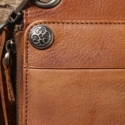 S.WORKER Full Grain Leather Long Wallet Men's Clutch Bag Genuine Leather Classic Purse Card Holder For Men