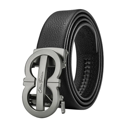 OYIFAN Automatic Ratchet Belt for Men - Genuine Leather Strap with Alloy Buckle, Durable for Daily Wear