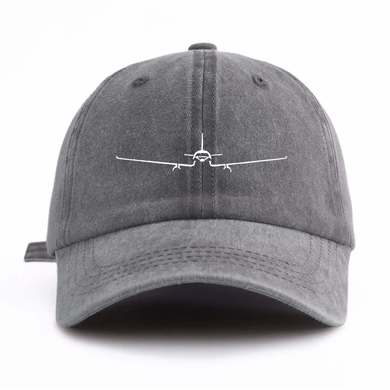 1pc Airplane Print Washed Baseball Cap for Adults,Minimalist Retro Style Casual Soft Adjustable Dad Hat,Perfect As Gift