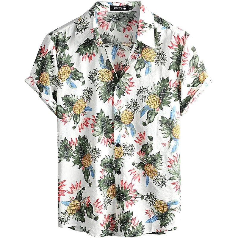 Summer Men's Casual Hawaiian Floral 3D Full-Print Button Shirt Short Sleeve - Tropical Beach Men's Quick-Drying Breathable Top