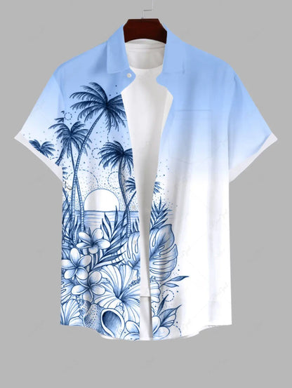 Summer Plus Size Men's Shirt 3D Print Hawaiian Shirts Button Up Beach Vacation Shirts Short Sleeve Shirts Casual Shirts for Men