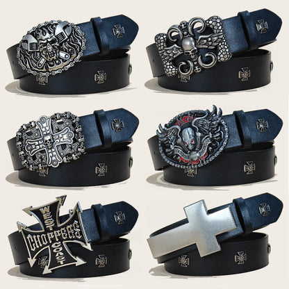 Black Punk Style PU Leather Belt Unisex Gothic Fashion Accessory Cross rivet decoration Y2K rock hip-hop style Jeans Belt Gift