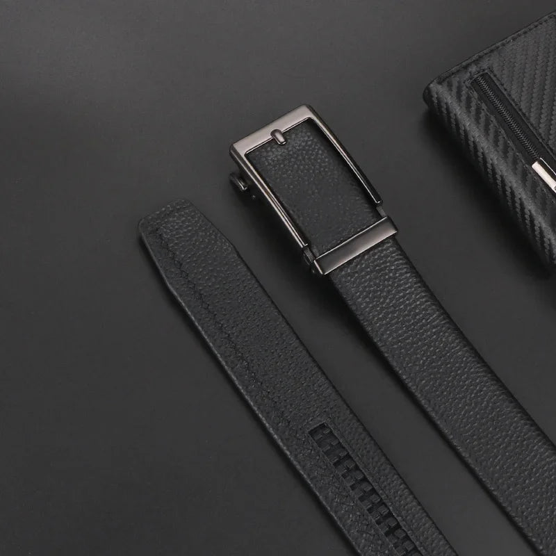 Premium Top Layer Cowhide Men'S Belt - Soft, Durable & Stylish With Automatic Alloy Buckle For Business Wear