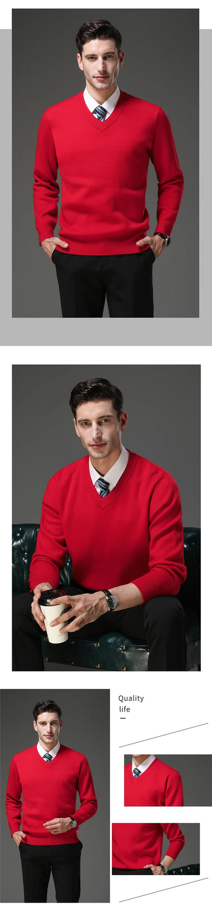 Top Grade Thick Anti-Pilling New Fashion Brand Autum Winter Knit Pullover Men Slim Fit Sweater Business Casual Woolen Jumper