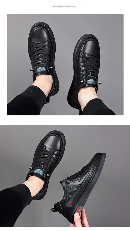 Spring Autumn Flat /5cm Elevator Shoes Men Casual Genuine Leather Sneakers Leisure Height Increase Breathable Men Loafers Trendy