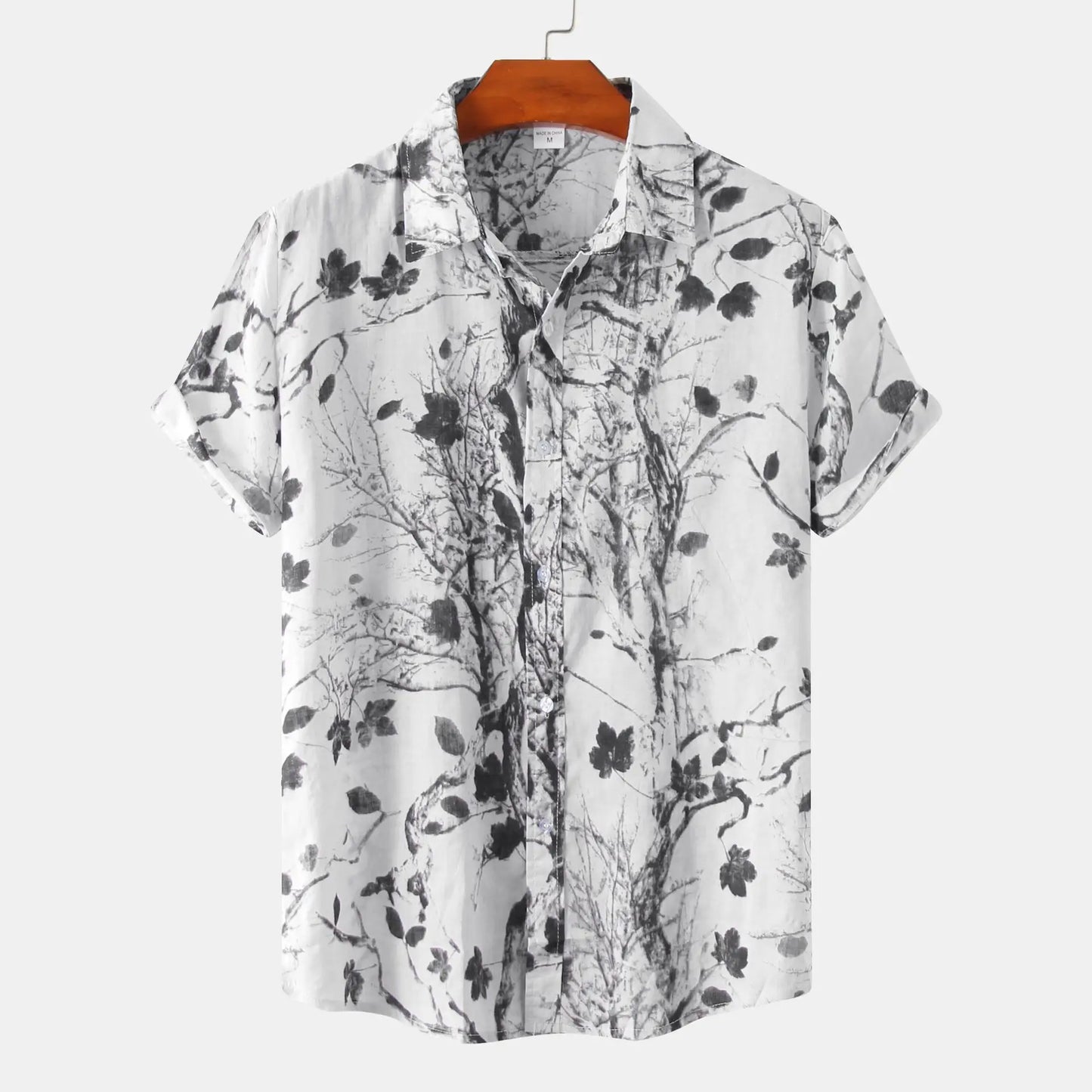 Hawaiian Summer Men's Casual Shirt Social Beach Style Short Sleeve Large Flower Print Chinese Resort Retro Loose Shirt