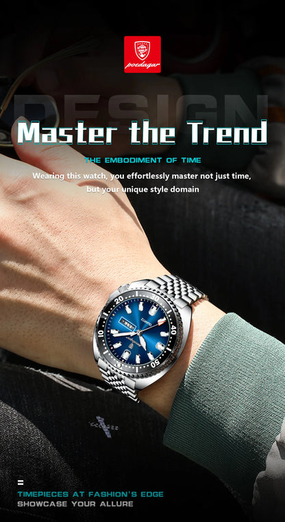 POEDAGAR Luxury Quartz Men Clock Waterproof Luminous Business Man Wristwatch Stainless Steel Date Week Sport Men's Watches Reloj