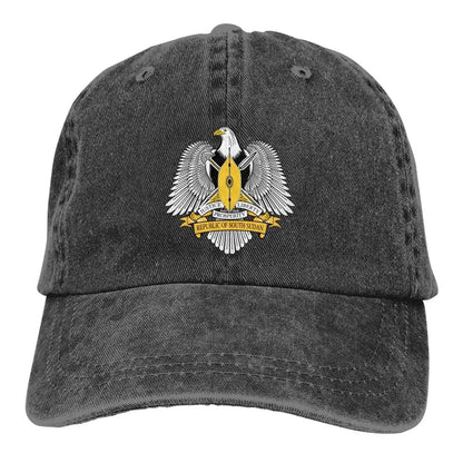 Men Baseball Cap South Sudan Emblem Charcoal Washed Denim Classic Vintage Cotton Dad Trucker Hat Unisex Adult