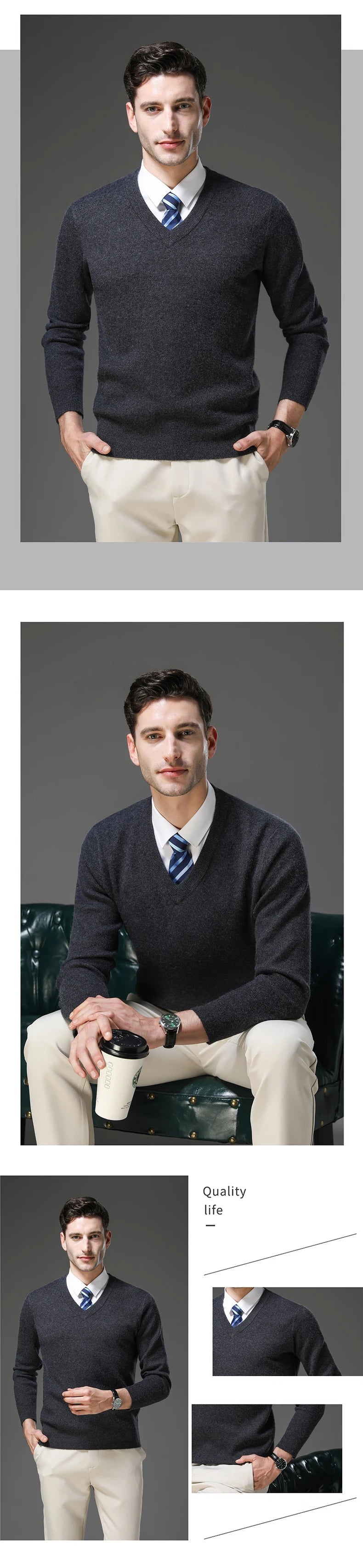 Top Grade Thick Anti-Pilling New Fashion Brand Autum Winter Knit Pullover Men Slim Fit Sweater Business Casual Woolen Jumper