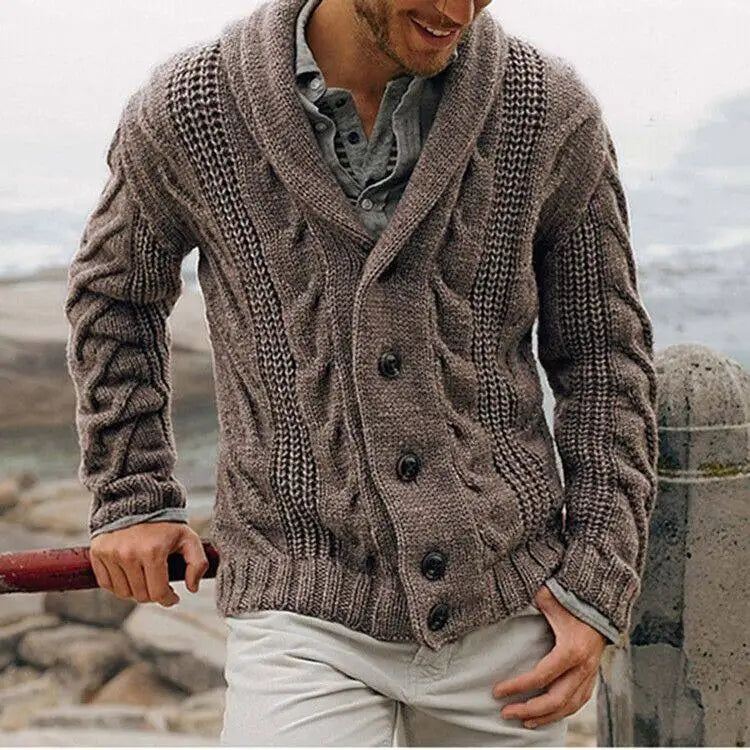 Knitted Cardigan Men's Single-breasted Loose Models Coarse Needle Sweater Men's Spring and Fall Outer Wear Mens Clothes