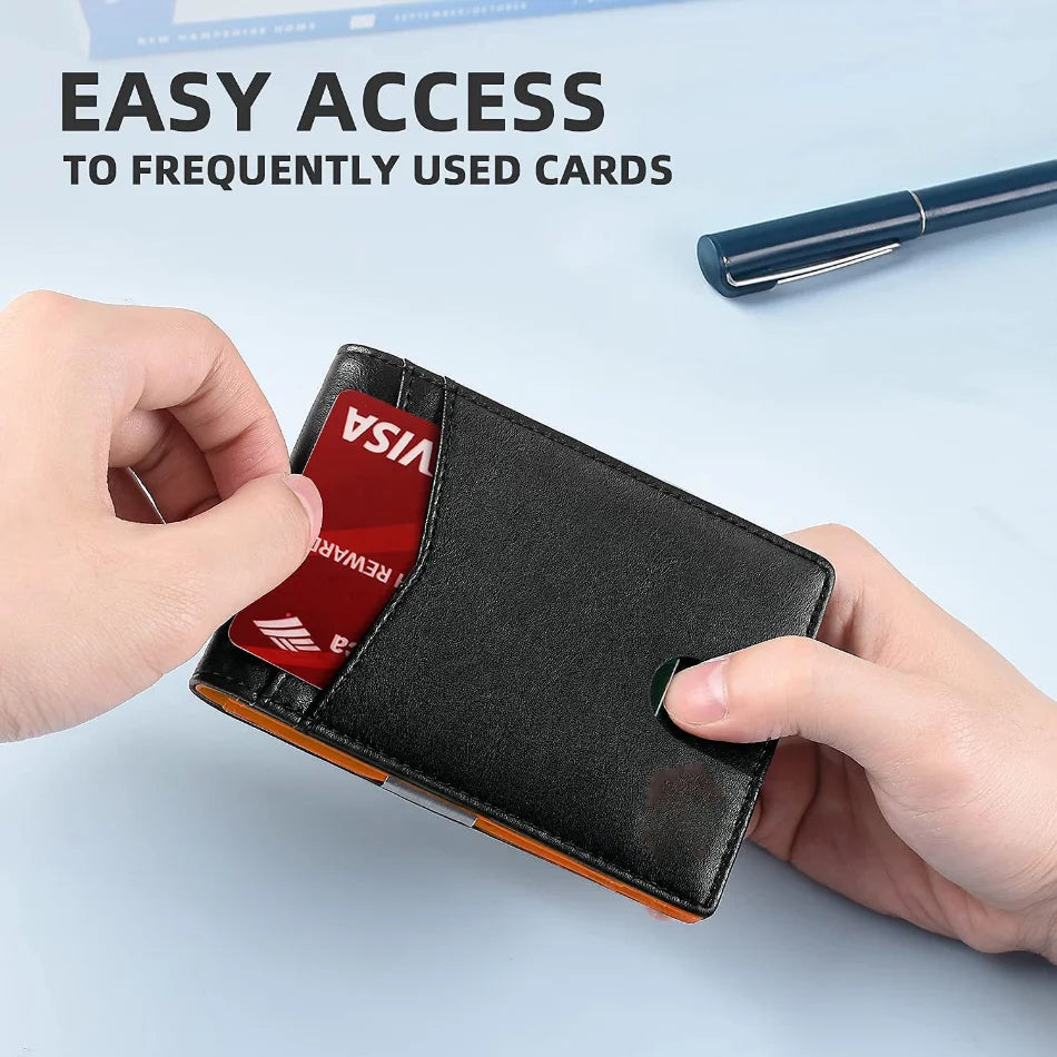 Personality Short Rfid Leather Men Wallets Carbon Fiber Slim Card Holder Wallet Black Minimalist Wallet for Men Father Day Gifts