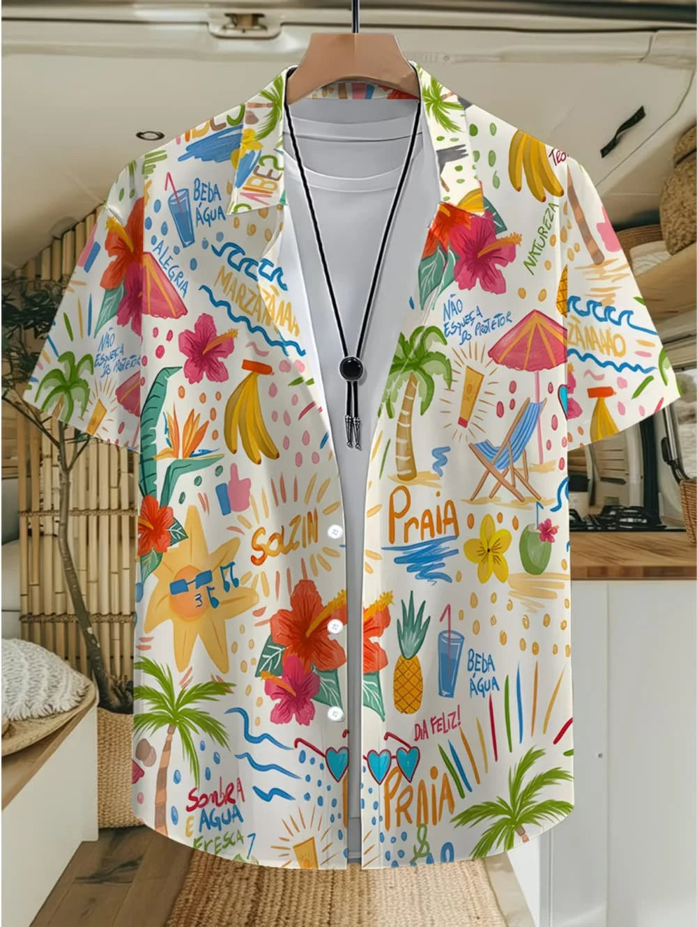 Men's Coconut Tree Graphic Print Short Sleeve Lapel Shirt Tops Men's Casual Button-Down Shirts for Summer Daily Wear Men Clothes