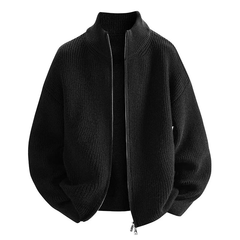 Cardigan Sweater Men's Knitted Sweater Spring and Autumn Fleece Thickened Outer Wear Loose  New Coat