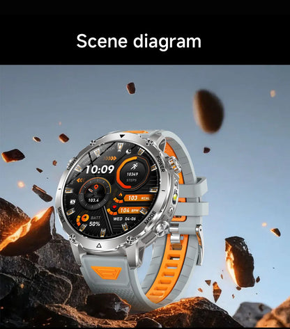 2026 New Military 1400mAh Battery Smart Watch Men Outdoor Flashlight 10ATM Waterproof Heart Rate Bluetooth Call Sports Bracelets