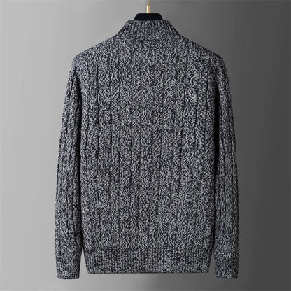 Wool Liner Argyle Jumper  Jacken Korea Khaki Black Fleece Thicken Warm Winter Zipper Sweater Men Cardigan Knitted Clothing