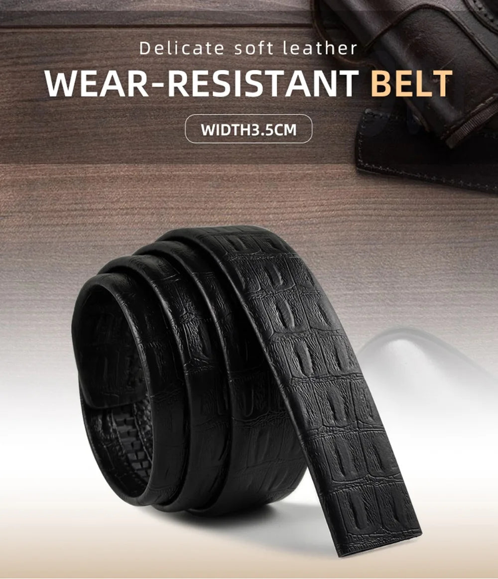 Men Belt Genuine Leather Belts Without Buckle Black Brown Men's Belts Without Buckle Cowskin  Luxury Belt  Cinturones Para Mujer